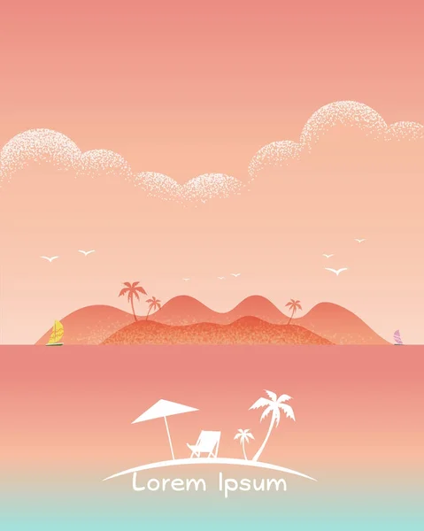 Praia de paisagem marinha bonita Ilustração de estilo de textura vetorial . — Vetor de Stock