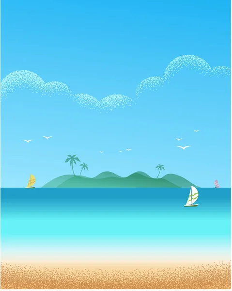 Vackra seascape beach vektorillustration textur stil. — Stock vektor