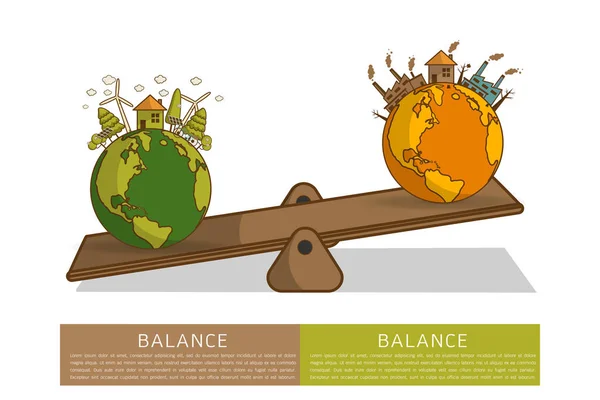 Wereldbol op een schaal evenwicht concept vectorillustratie — Stockvector