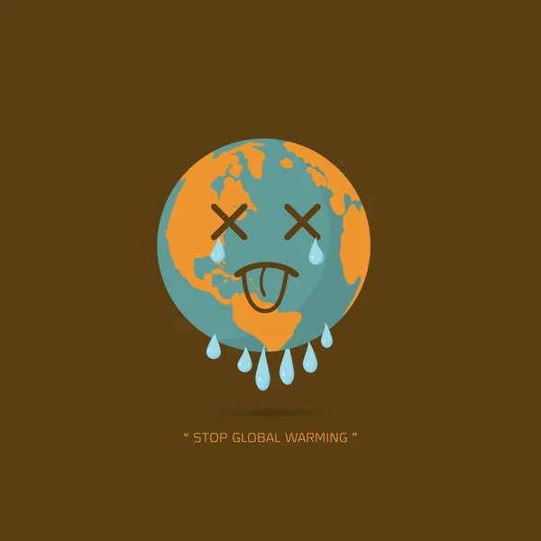 Hentikan ilustrasi global warming vector - Stok Vektor