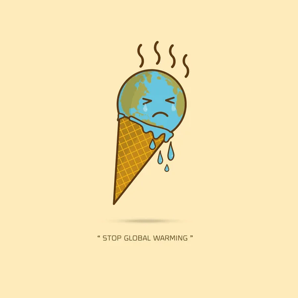 Earth Cream Cone Save The Planet — Stock Vector