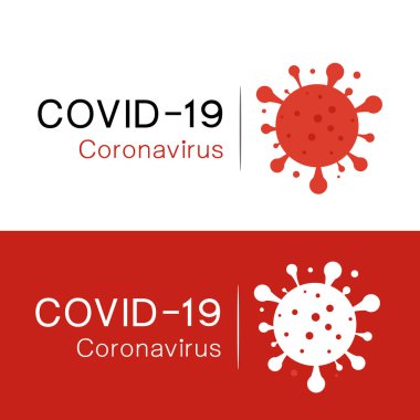Covid 19, covid-19 pandemik küresel uyarı, koronavirüs tipografi tasarımı logosu beyaz arkaplan çizimi.