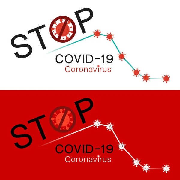 Opriți Mesajul Design Grafic Prevenire Coronavirusului Pictograma Text Virus Covid — Vector de stoc