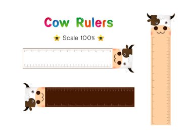 İnek Yöneticileri Şefi Inch ve metrik yöneticiler. İnç ve santimetre cinsinden bir cetvel için ölçek. Santimetre ve inç ölçek ölçüsü ölçüsü göstergesi. İnç ve metrik cetveller Vektör izole edildi