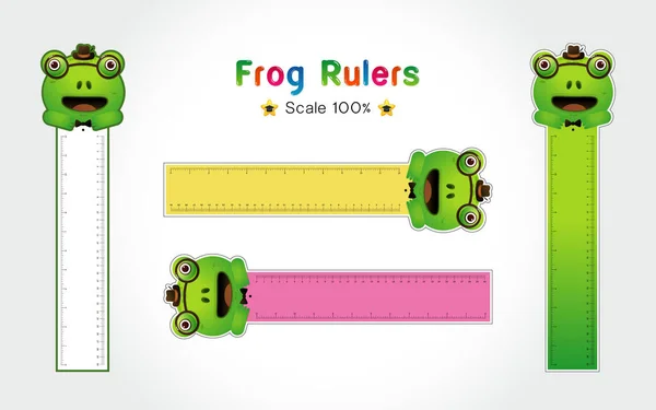 Frog Rulers Inch Och Metriska Härskare Skala För Linjal Tum — Stock vektor