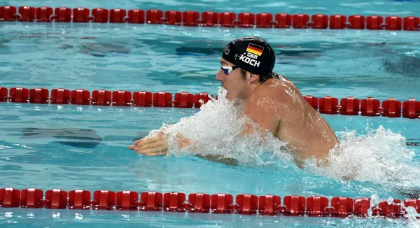 Hong Kong, Çin - 30 Ekim 2016. Olimpiya, dünya şampiyonu ve rekortmeni yüzücü Marco Koch (Ger) yüzme kurbağalama. Fina Yüzme Dünya Kupası, ön ısıtır, Victoria Park Yüzme Havuzu