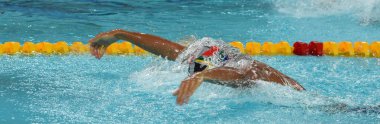 Hong Kong, Çin - 29 Ekim 2016. Olimpiyat ve dünya şampiyonu yüzücü Le Clos erkekler kelebek 100 m ön ısı Yüzme Chad (Rsa). Fina Yüzme Dünya Kupası, Victoria Park Yüzme Havuzu.