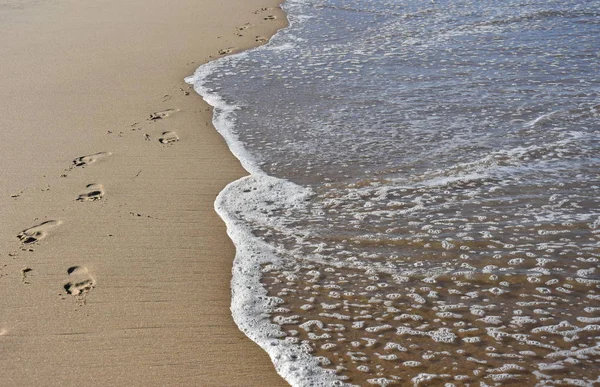 Ola de mar en playa de arena — Foto de Stock