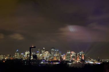 Sydney cityscape canlı Sydney ışık Festivali 