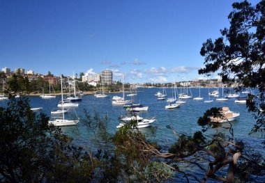 Wellings rezerv erkekçe binalar manzarası. Kırk sepetleri Plajı'nda Kuzey limanında birçok Yatlar. Tükürük köprü geçit erkeksi.