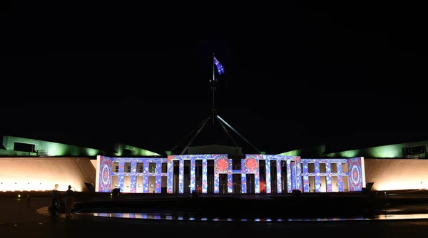 Canberra Australia Marzo 2018 Proyección Sobre Antigua Casa Del Parlamento — Foto de Stock