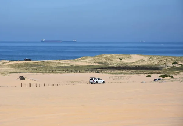 Anna Bay Austrálie Března 2018 Horizontální Krajina Pobřeží Auty 4Wd — Stock fotografie