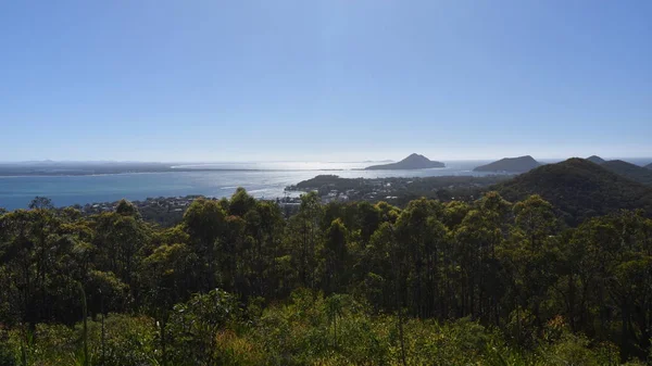 Pohled Gan Gan Rozhledna Kopci Lily Stockton Beach Anna Bay — Stock fotografie