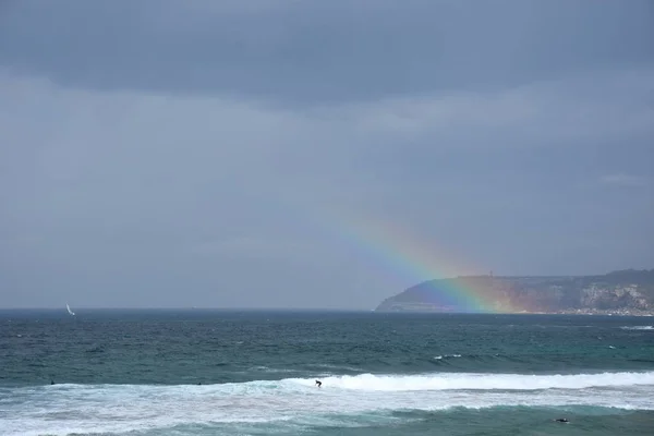 Arco Iris Sobre Mar Tasmania Paisaje Marino Con Hermoso Arco — Foto de Stock