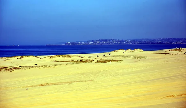 Paisagem Horizontal Praia Stockton Newcastle Fundo — Fotografia de Stock