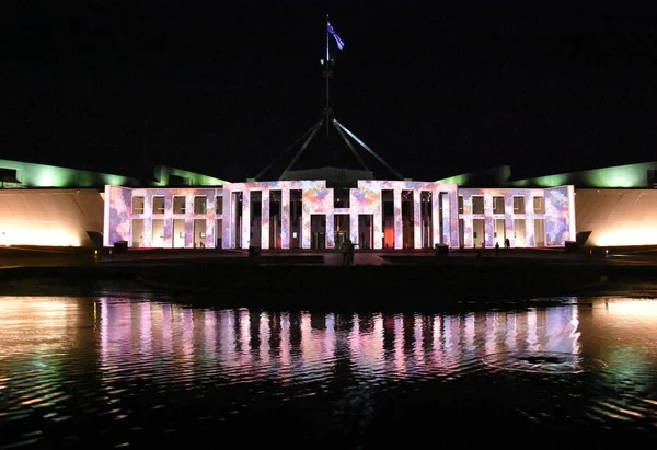 Canberra Australia Marzo 2018 Proyección Sobre Antigua Casa Del Parlamento — Foto de Stock