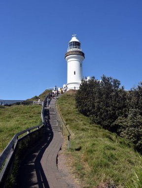 Byron Bay, Avustralya - 25 Aralık 2017. Avustralya anakara en Doğu noktası; Cape Byron deniz feneri.