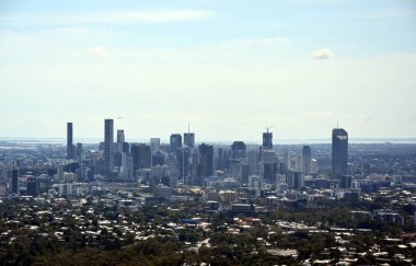 Panoramik Brisbane dan Mt-Sakarmeke-Tha uyanık, Queensland, Avustralya