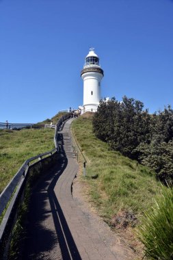Byron Bay, Avustralya - 25 Aralık 2017. Avustralya anakara en Doğu noktası; Cape Byron deniz feneri.