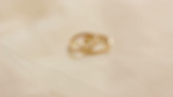 Ślubne złote pierścienie, żółty metal — Wideo stockowe