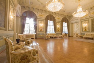 KAZAN, RUSSIA - 16 JANUARY 2017, City Hall - luxury and beautiful touristic place - antique furniture in the interior clipart