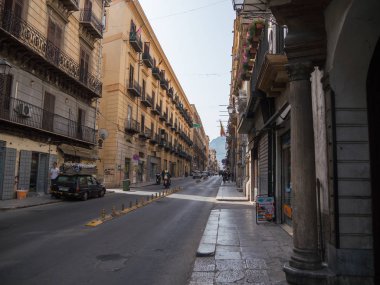Palermo, İtalya - 13 Mayıs 2015: popüler turistik eski şehir merkezi, Sicilya