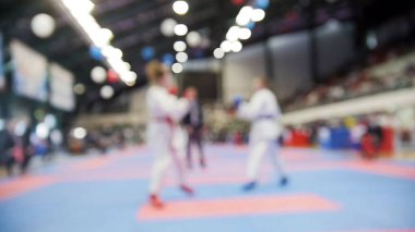 Gençler karatekas karate yarışmalara, de-odaklı spor arka plan mücadele