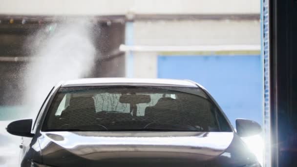 Cuerpo de lavado del coche de clase empresarial en las suds por mangueras de agua — Vídeo de stock