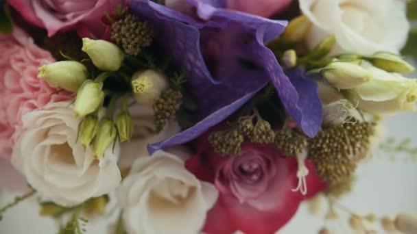 Wedding rings on flowers — Stock Video