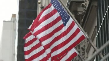 Amerika Birleşik Devletleri bayrakları rüzgarda sallayarak