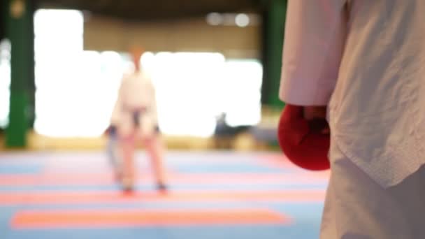 Deportes niños - adolescentes deportistas antes de la pelea — Vídeos de Stock