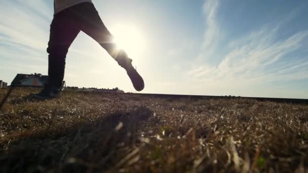 Parkour tricker jumper presteert geweldig flips, silhouet — Stockvideo