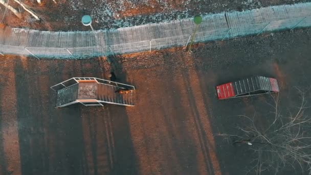 Un terrain pour l'entraînement des chiens - un dresseur et son chien qui court - le chien qui court dans les escaliers — Video