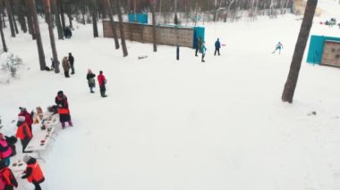 Skiing competition - man skiing out from the competition area