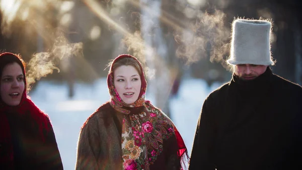 Russian folklore - russian people standing outdoors at winter