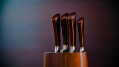 Tahta bıçak tutacağında dört bıçak var.