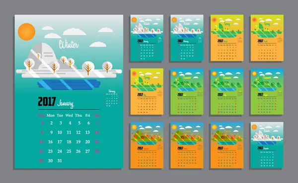 Design de planejador de calendário 2017 —  Vetores de Stock