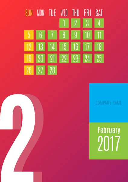Kalendář pro rok 2017 — Stockový vektor