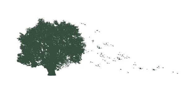 Дерево з літаючим листям — стоковий вектор