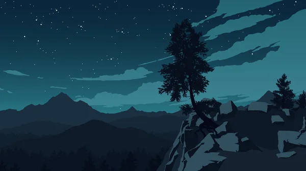 Illustration von Bergen und Wäldern — Stockvektor