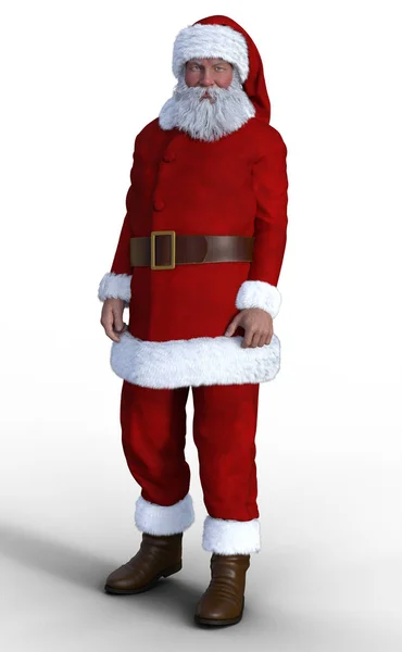 Santa Claus Jultomten Isolerad Vit Bakgrund Tittar Kameran — Stockfoto