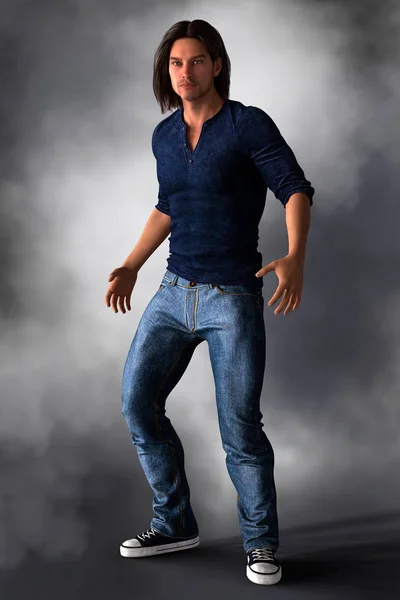 Handsome man in assertive urban fantasy pose — Stock Photo, Image