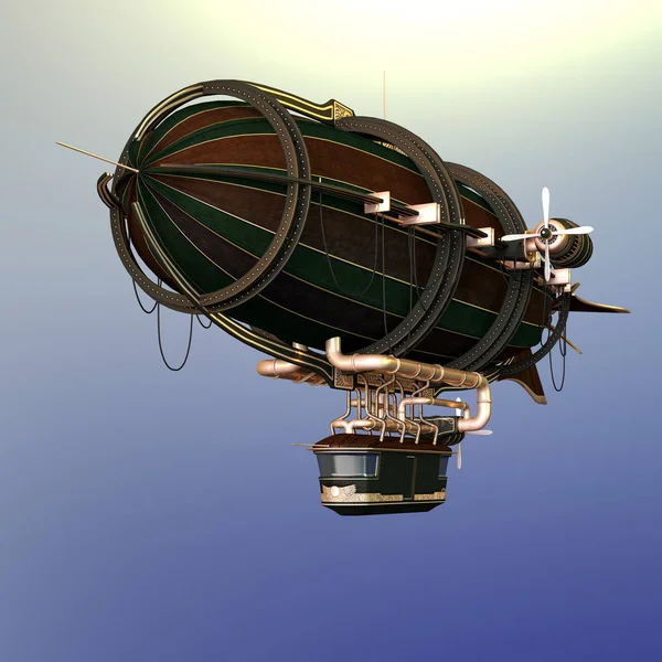 3D CG Steampunk Airship Isolated — Stock Photo, Image