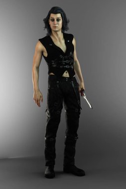 İddialı ve güçlü, yakışıklı, şehir tarzı fantezi adamı.