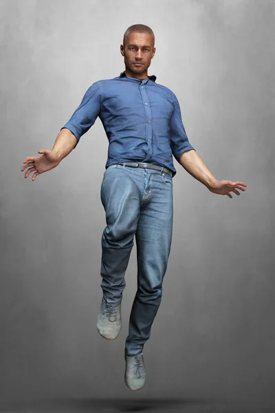 CG renderização de um homem bonito em braços postura fantasia estendida — Fotografia de Stock