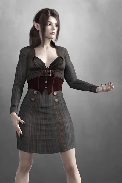 Rendering of a beautiful elegant female vampire with her hand outstretched — Stock Photo, Image