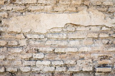 Eski hasarlı rustik tuğla duvar sıva doku arka plan ile