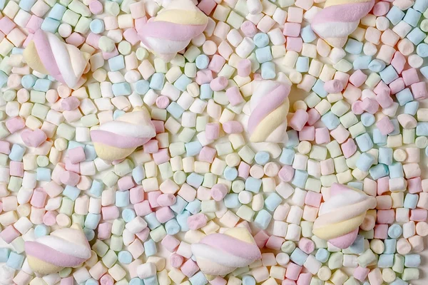 Colorful Marshmallows Background. Top view — Stock Photo, Image