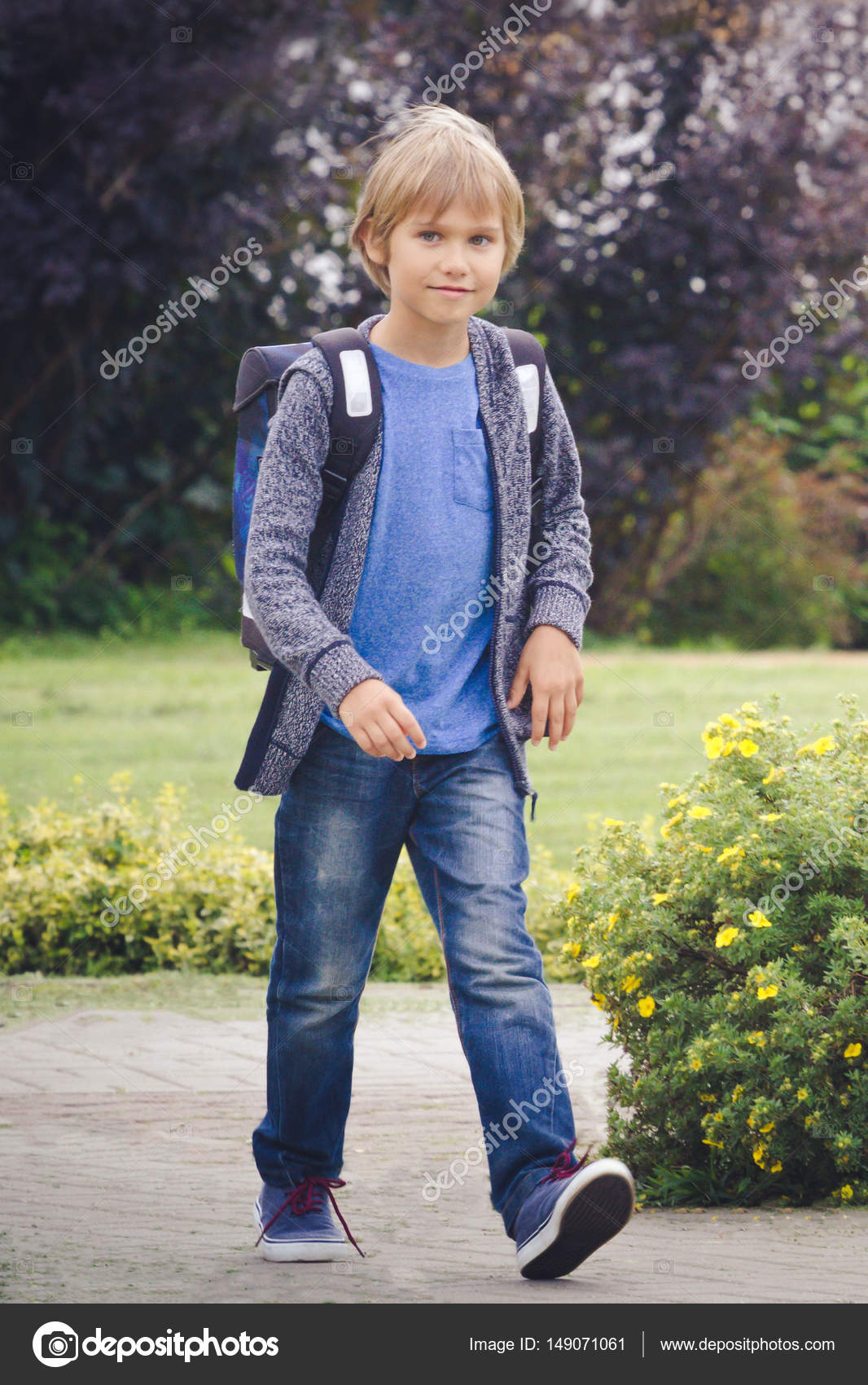 Happy Boy With A Backpack To Go School Education Back To School People Concept Stock Photo Image By C Vejaa