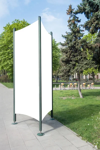 Advertising column mockup. Public information board in the street. — Stock Photo, Image